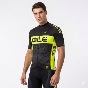 Ale Mens PRR Race Fit Cycling Jersey Black Yellow M